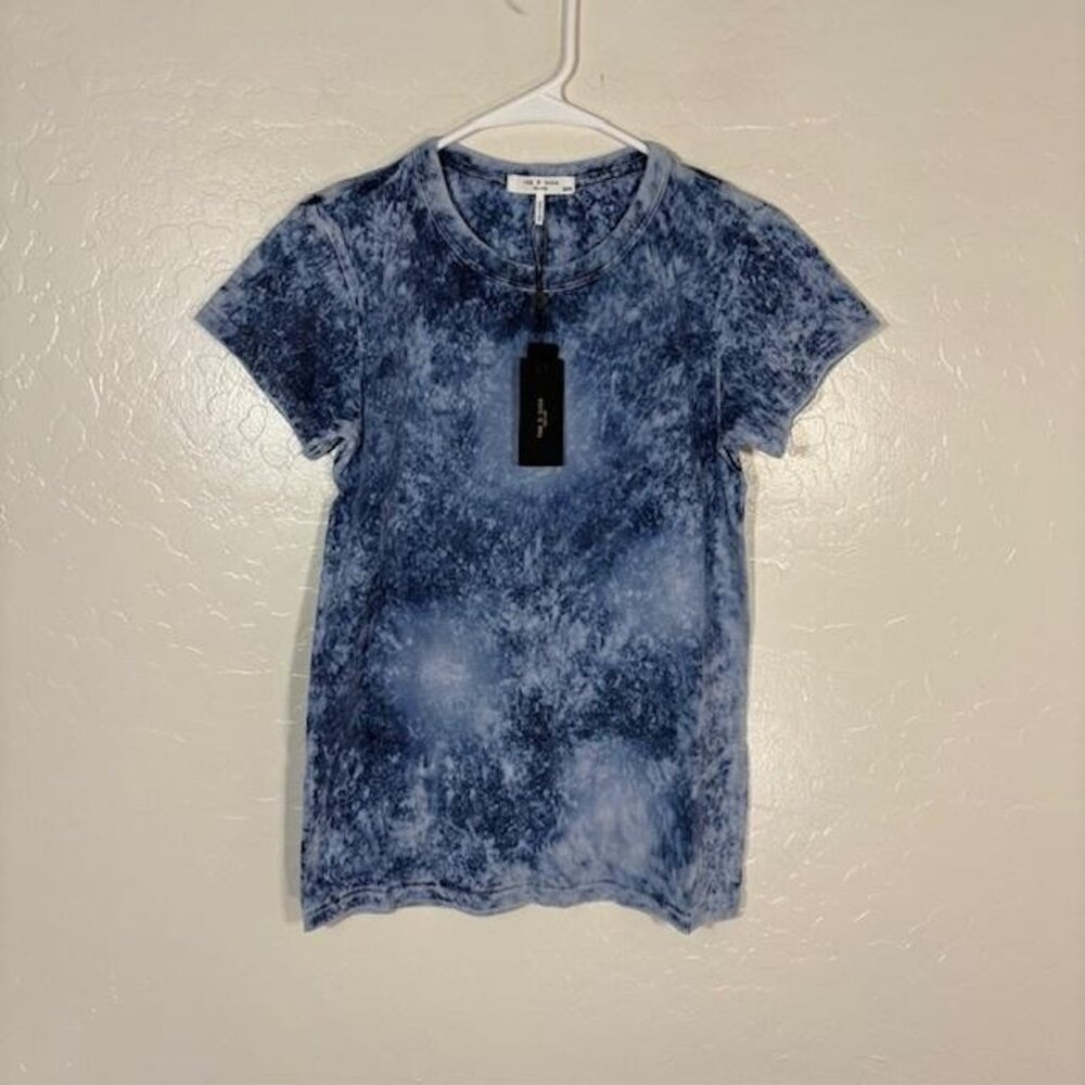 Rag & Bone Shirt Womens XS Blue Multi Slub Tie Dye Tee Pima Cotton NWT